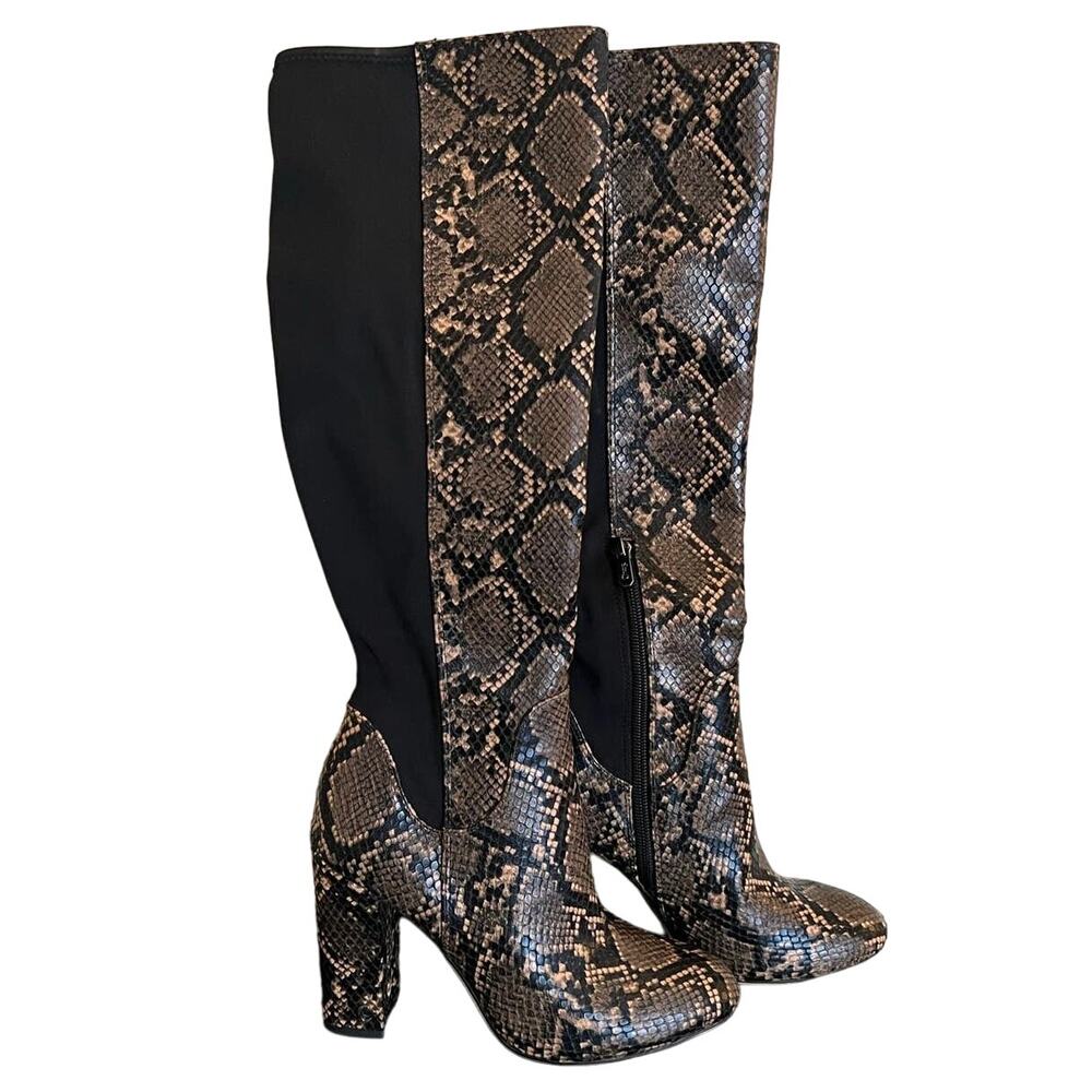 Circus by Sam Edelman Clarimont Heel Boots Black Snakeskin Size 6
